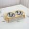 Elevated 2in1 Stainless Steel Pet Feeder With AntiTip Wooden Stand 7