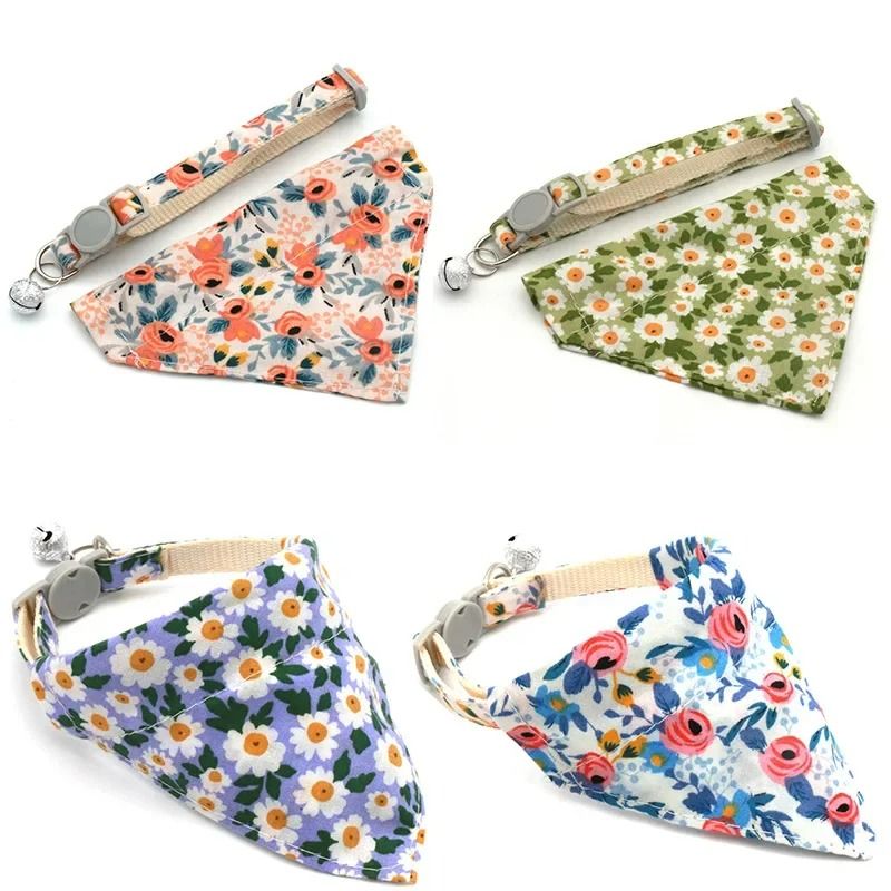 Little Daisy Floral Pet Bandana Collar With Safety Breakaway Buckle 0