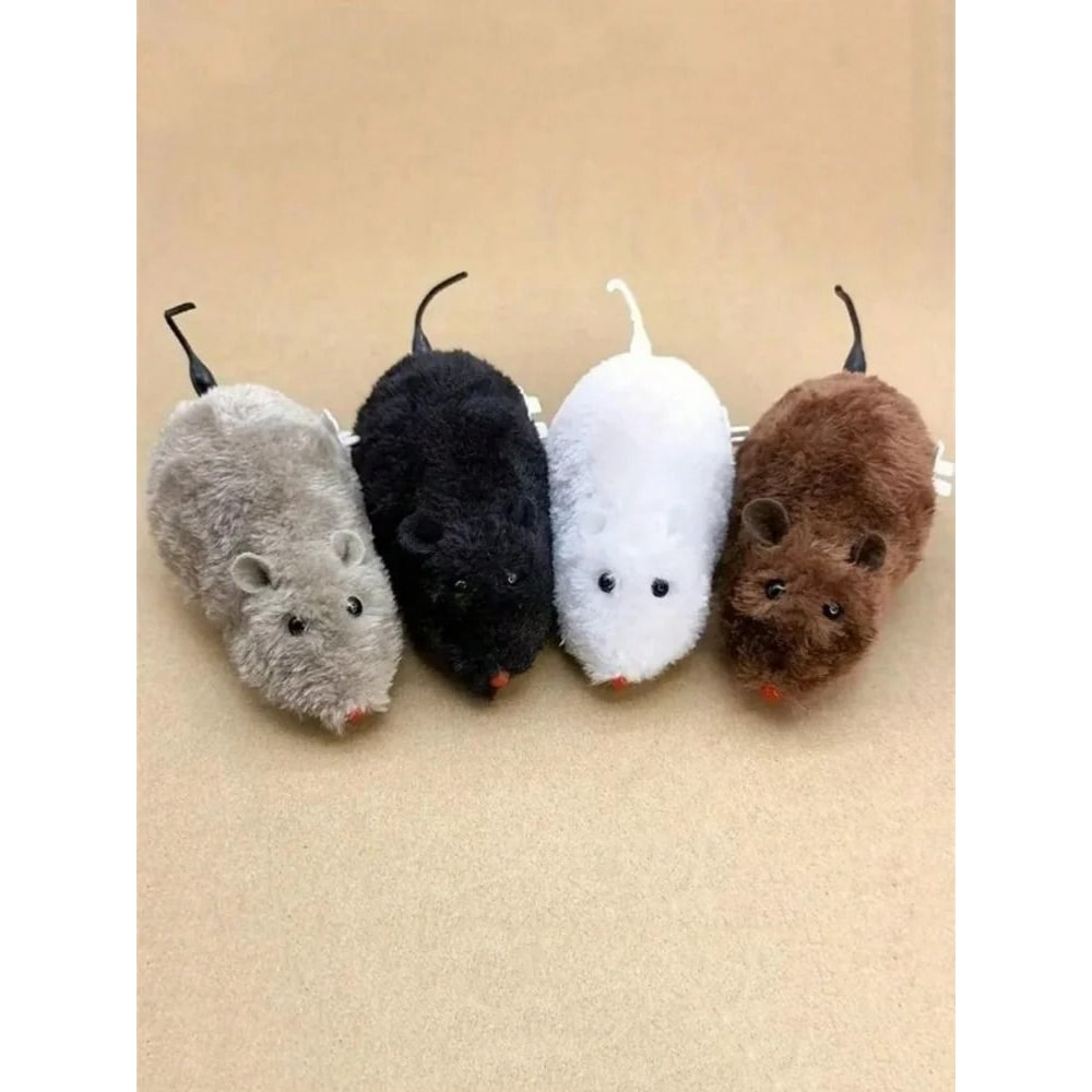 4Pack Mechanical WindUp Plush Mouse Toys 1