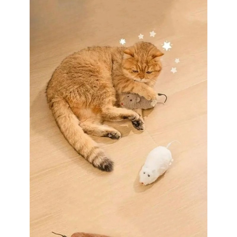 4Pack Mechanical WindUp Plush Mouse Toys 5
