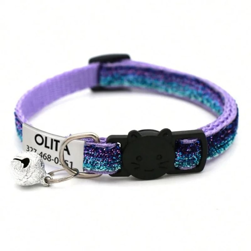 Customized Glitter Safety Collar With Personalized Engraved ID Tag 7