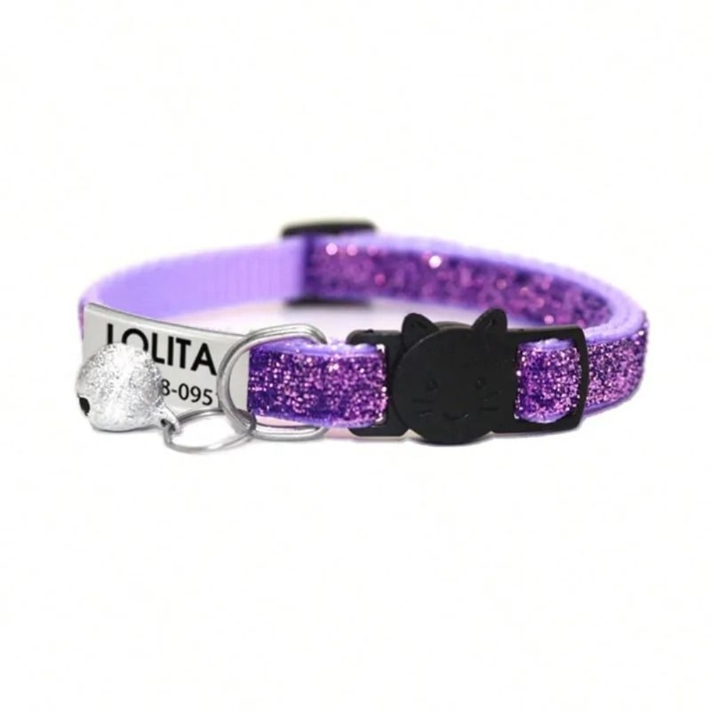 Customized Glitter Safety Collar With Personalized Engraved ID Tag 8