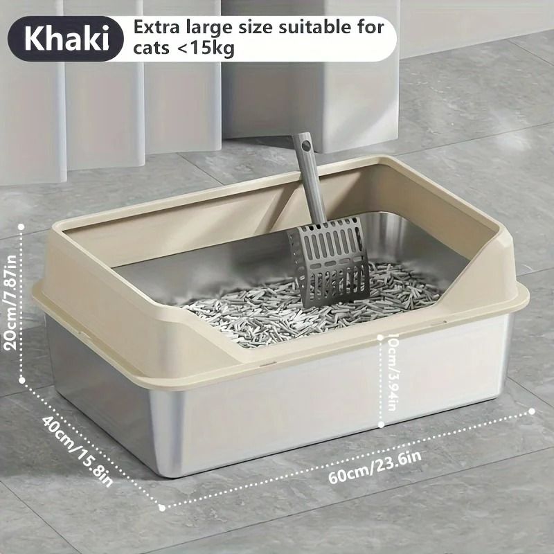 XL Stainless Steel HighSided Litter Box With AntiScatter Lid 5