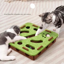 vertical natural sisal scratching post with interactive toy