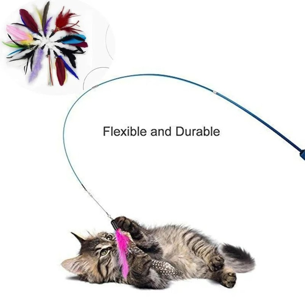 3Section Telescopic Feather Wand With Interchangeable Heads 2