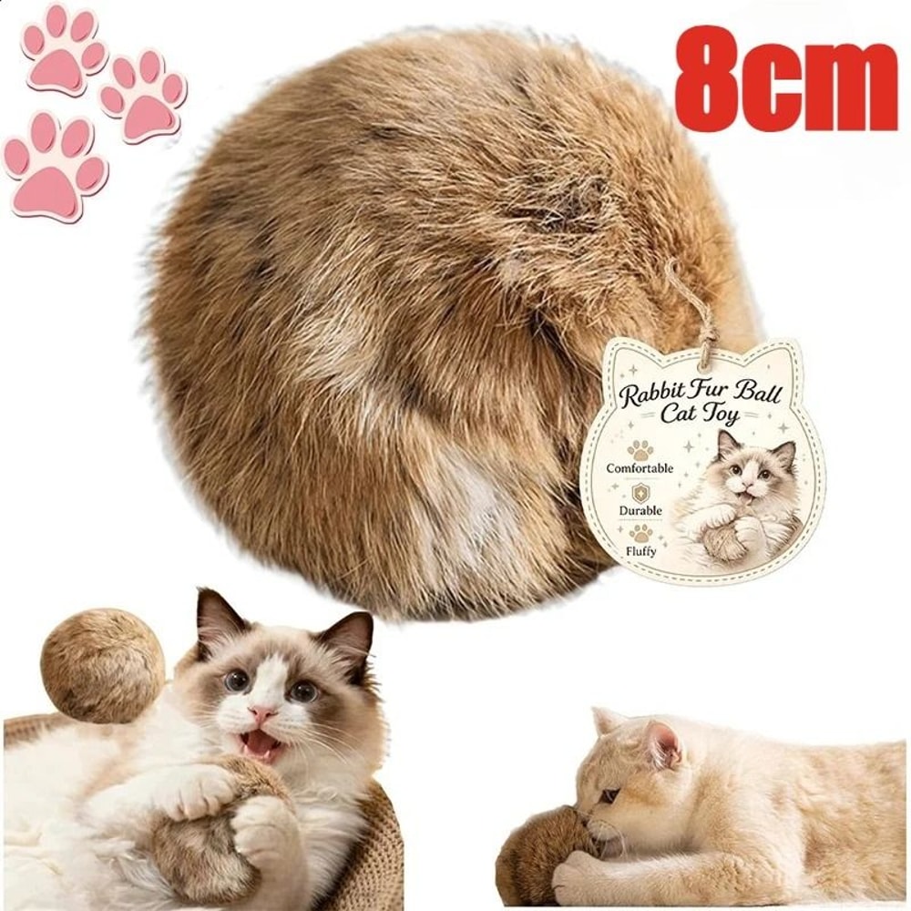 Interactive Plush Rabbit Fur Chasing Balls 3Pack 1