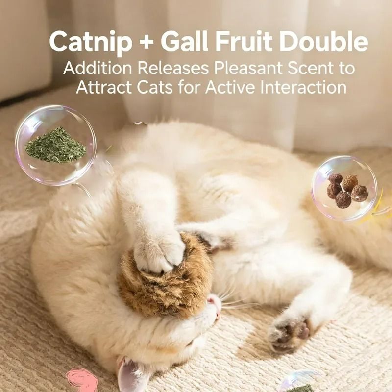 Interactive Plush Rabbit Fur Chasing Balls 3Pack 3