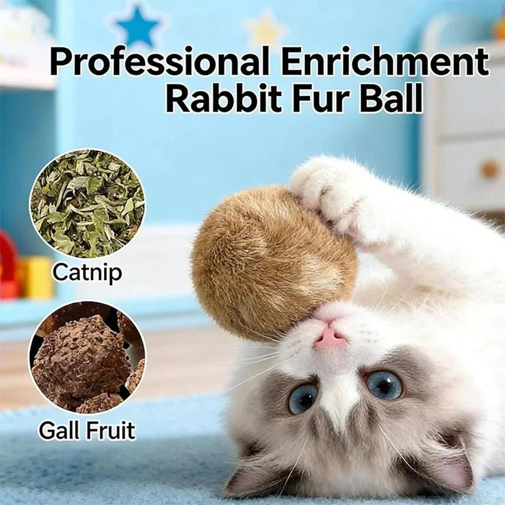 Interactive Plush Rabbit Fur Chasing Balls 3Pack 4
