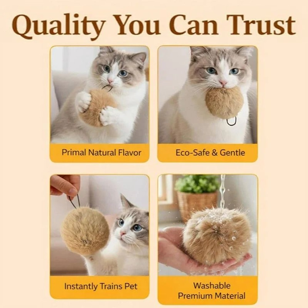 Interactive Plush Rabbit Fur Chasing Balls 3Pack 5