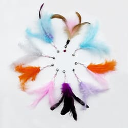 interactive plush feather & bell teaser refill set (10-pack)
