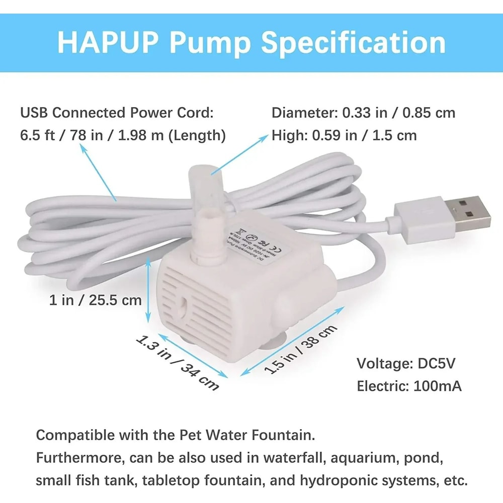 UltraQuiet Replacement Submersible Water Pump For Pet Fountains 4