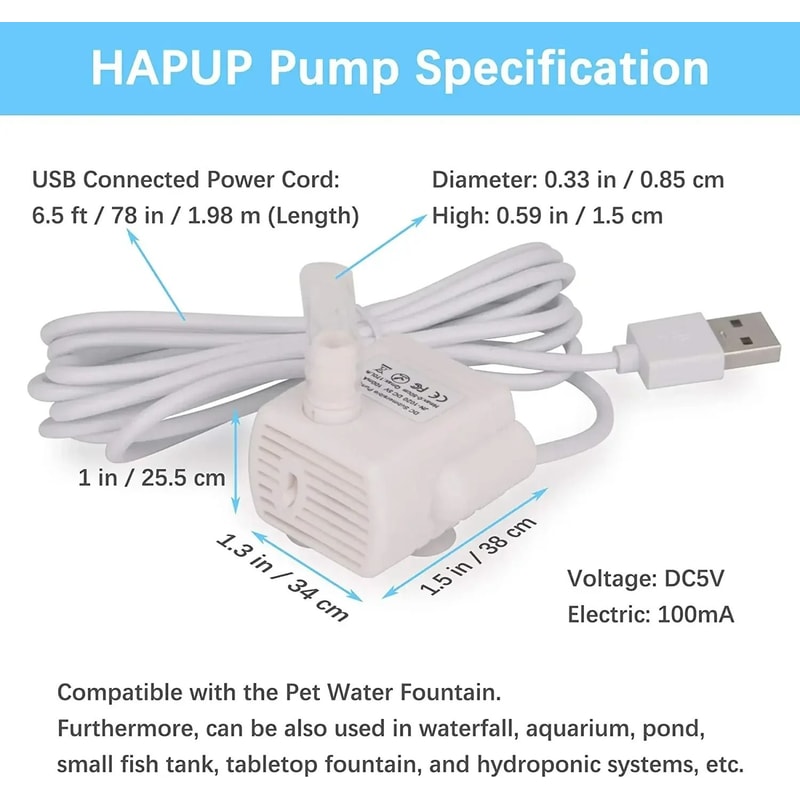 UltraQuiet Replacement Submersible Water Pump For Pet Fountains 4