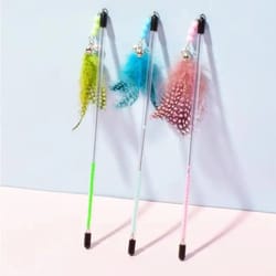 retractable feather interactive cat teaser wand