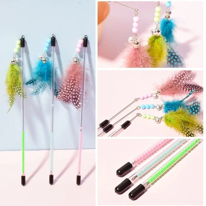 Retractable Feather Interactive Cat Teaser Wand 5