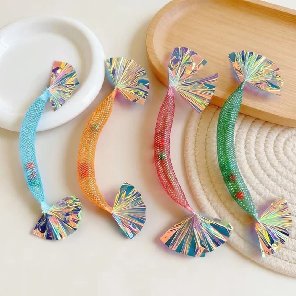 Artificial Mesh Tube Shrimp Interactive Cat Toy 4Piece 1