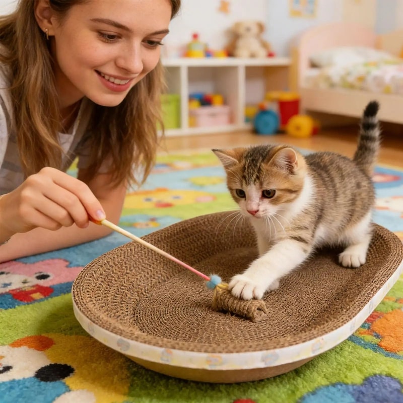 Oval Corrugated Lounger Cat Scratch Pad 1