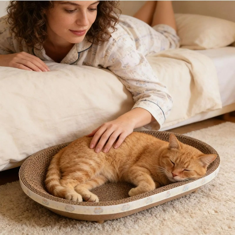 Oval Corrugated Lounger Cat Scratch Pad 2