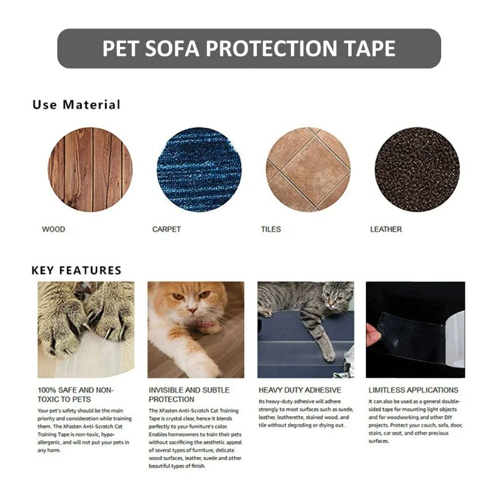 Invisible Furniture Shield Cat Scratch Deterrent Tape 5