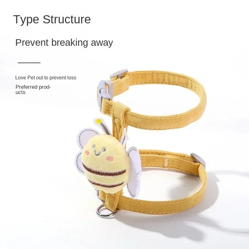Cartoon Bee Adjustable Cat Harness Leash Set 1