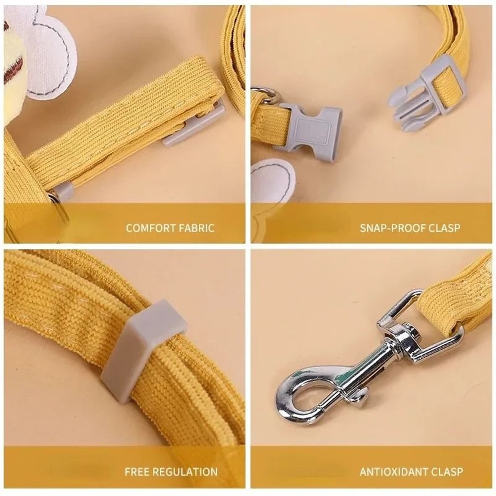 Cartoon Bee Adjustable Cat Harness Leash Set 3