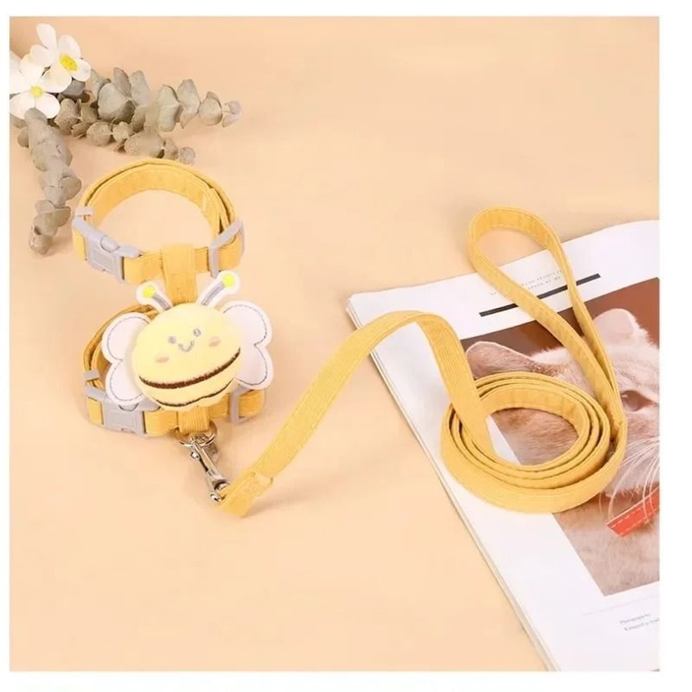 Cartoon Bee Adjustable Cat Harness Leash Set 5