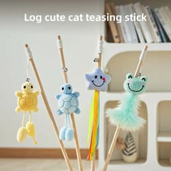 artisanal wooden interactive cat teaser wand