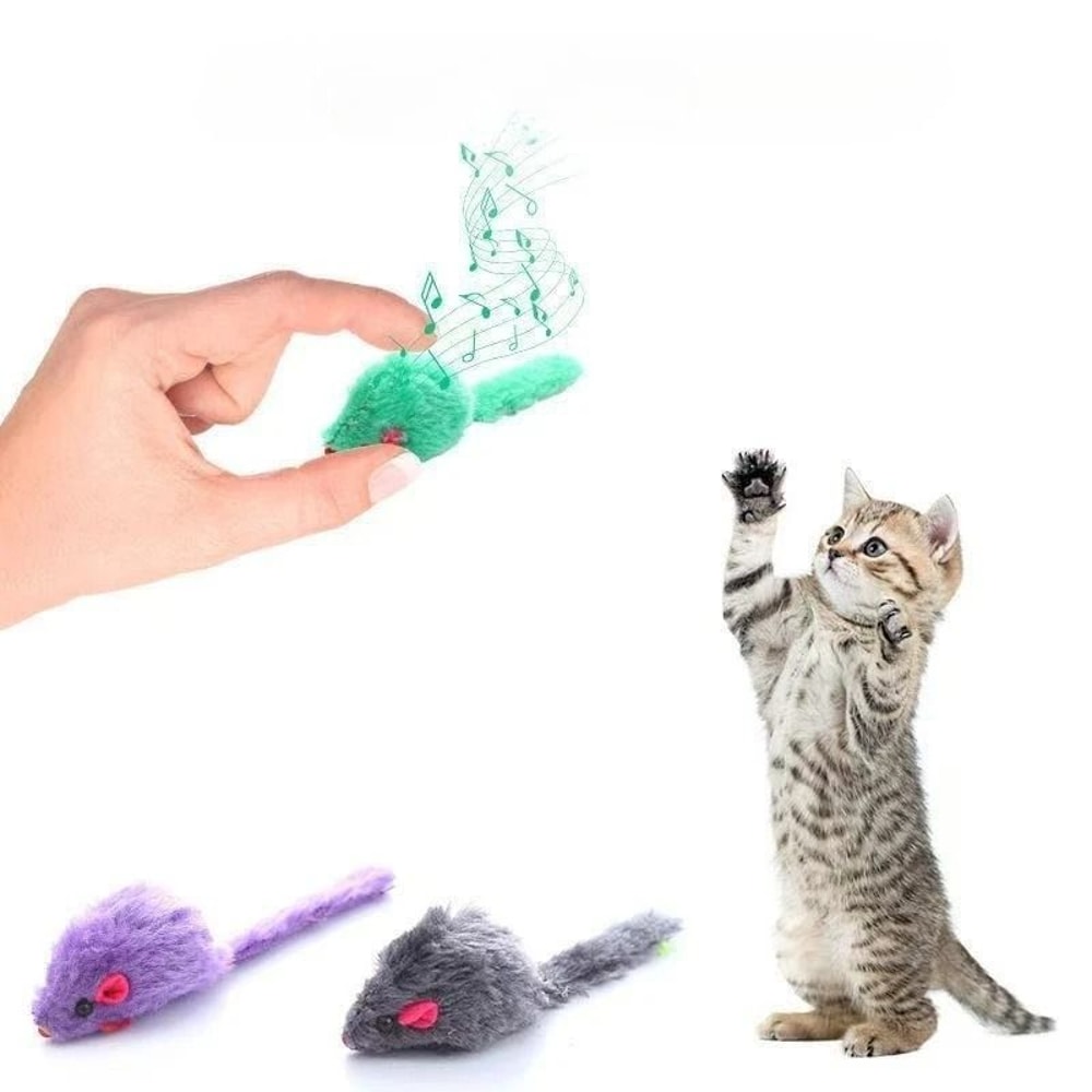 Squeaky CatnipInfused Faux Fur Mice 10Piece Set 3