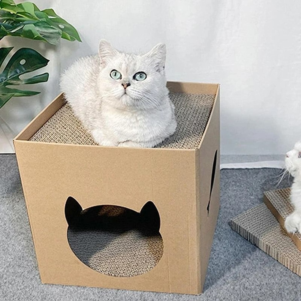 2in1 Folding Pet Hideout Scratching House 0