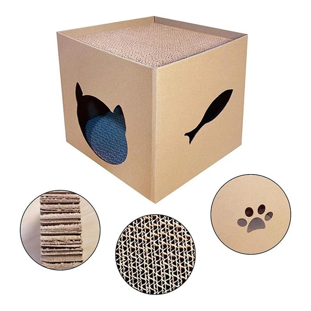 2in1 Folding Pet Hideout Scratching House 1