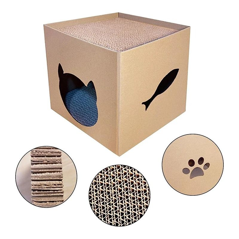 2in1 Folding Pet Hideout Scratching House 1