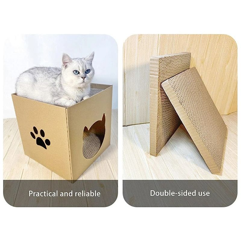 2in1 Folding Pet Hideout Scratching House 3
