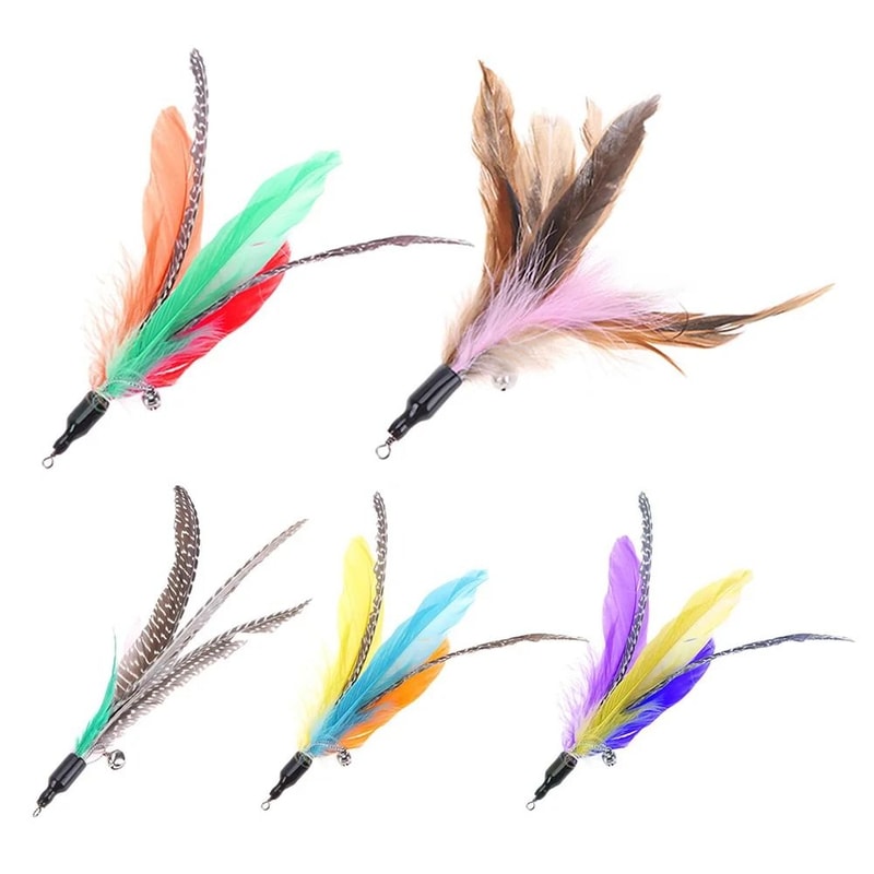Colorful Feather Teaser Replacement Heads 5Piece Set 5