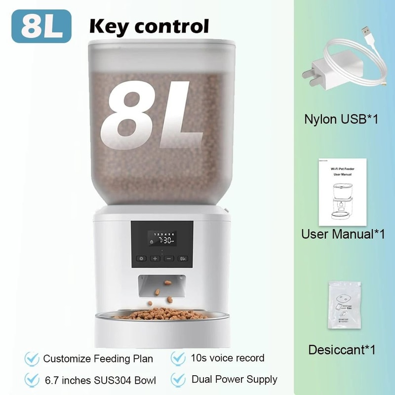 Smart 1080P HD Camera Automatic Pet Feeder 8L UltraCapacity 7