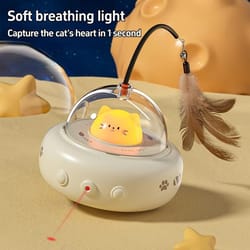 smart robotic ufo interactive feather teaser