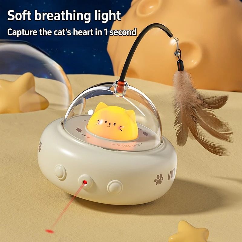 Smart Robotic UFO Interactive Feather Teaser 1