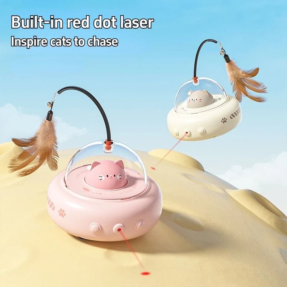 Smart Robotic UFO Interactive Feather Teaser 3
