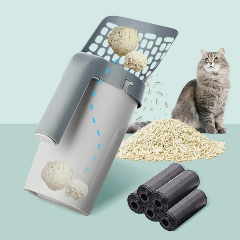 2in1 Integrated Litter Scoop Waste Bag Station 0