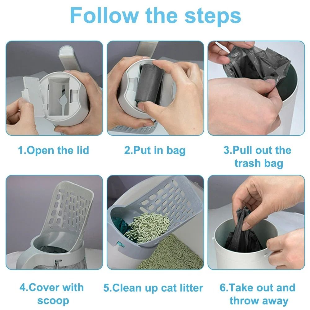 2in1 Integrated Litter Scoop Waste Bag Station 4