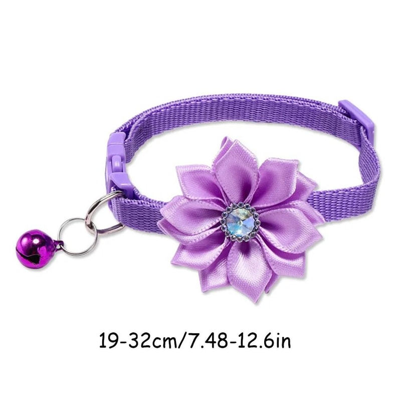 Floral Blossom Bowknot Pet Collar With Safety Bell 4