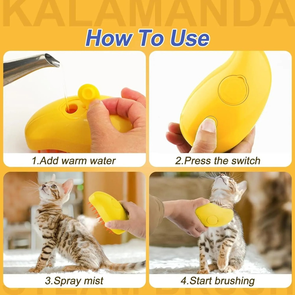 3in1 HydroSonic Steamy Grooming Brush 6
