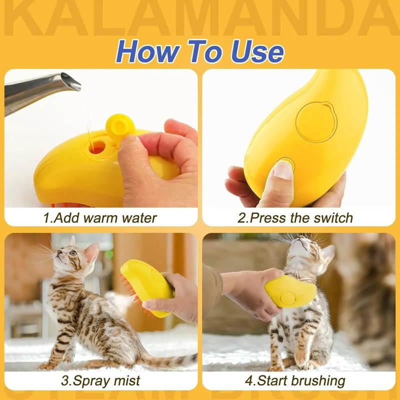 3in1 HydroSonic Steamy Grooming Brush 6