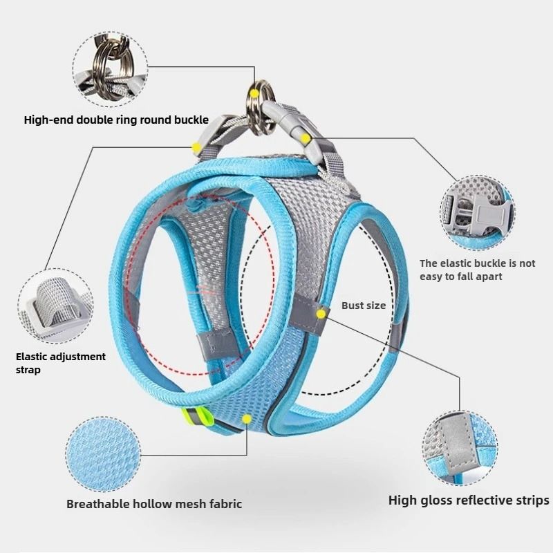 Breathable AirMesh Reflective Harness Leash Set 5