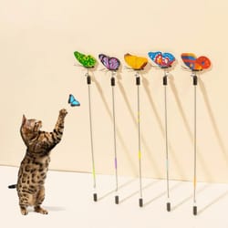 retractable "spring-flight" butterfly teaser wand