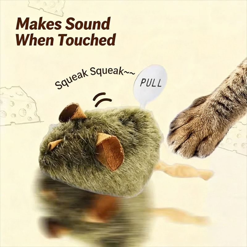 Squeaky Plush Mouse Cat Chew Toy BiteResistant Interactive Prey Toy 3