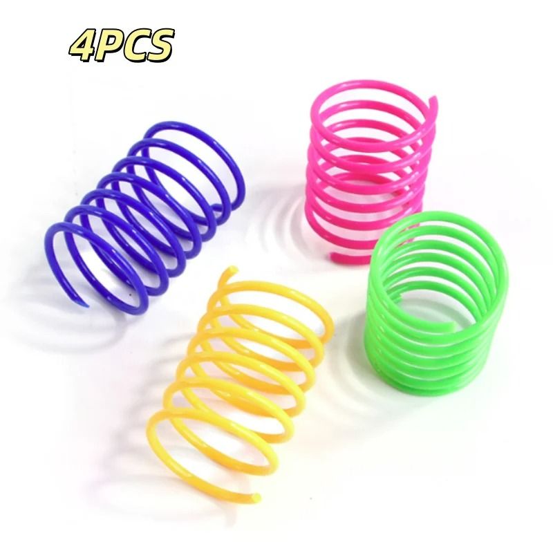 Colorful Jumping Spring Cat Toy 4Piece Interactive Play Set 7
