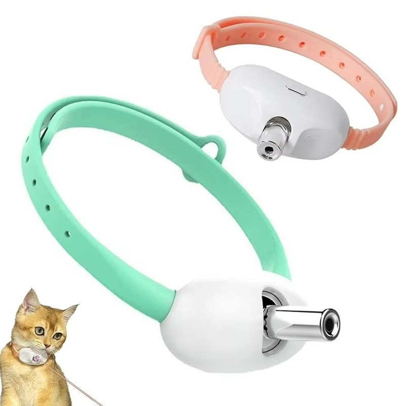 Interactive HandsFree Laser Cat Collar Automatic USB Rechargeable Teaser 0