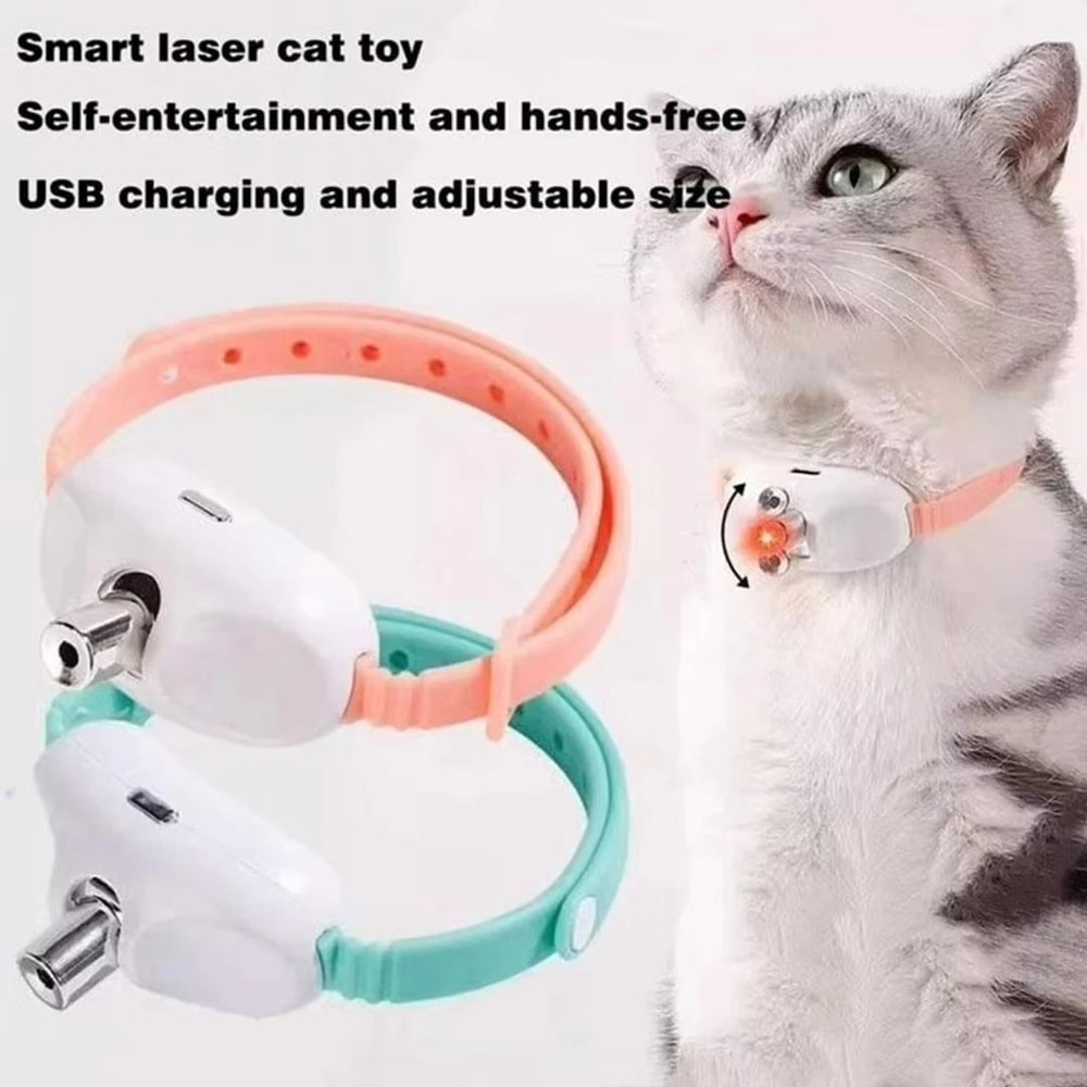 Interactive HandsFree Laser Cat Collar Automatic USB Rechargeable Teaser 2