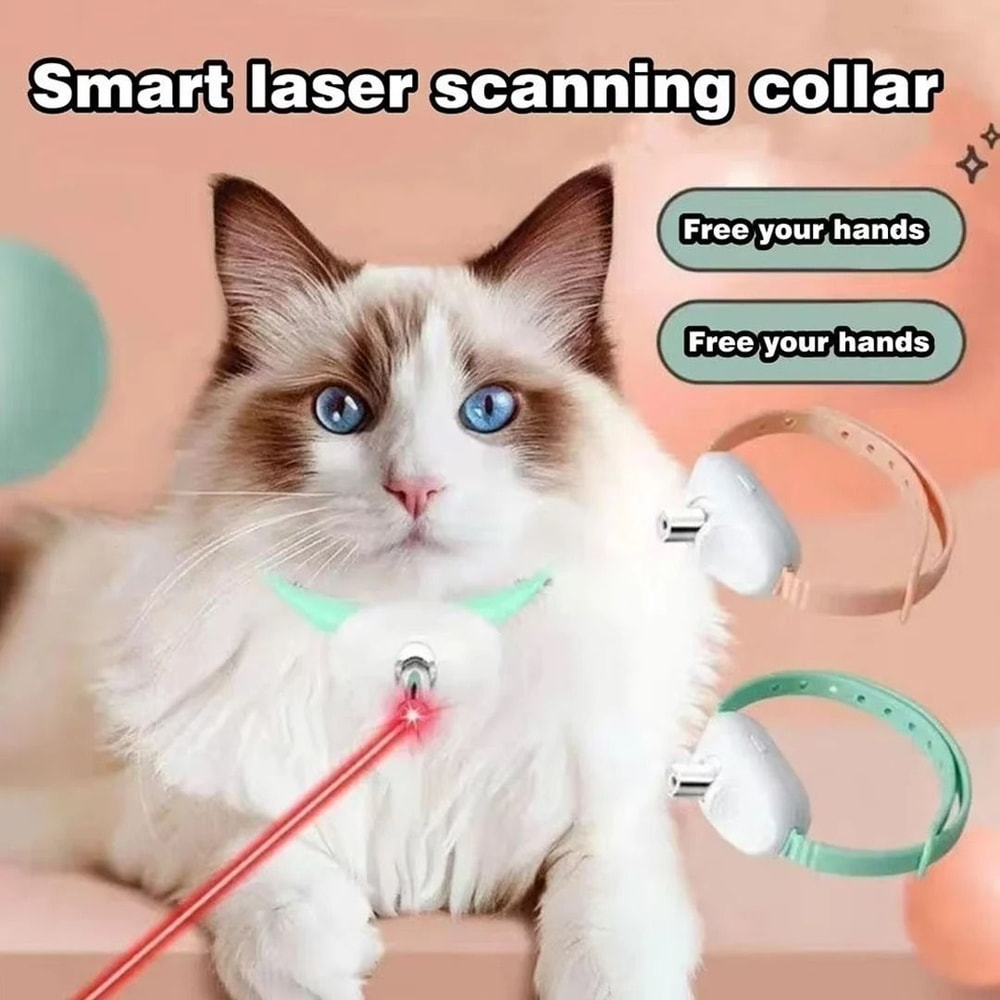 Interactive HandsFree Laser Cat Collar Automatic USB Rechargeable Teaser 3