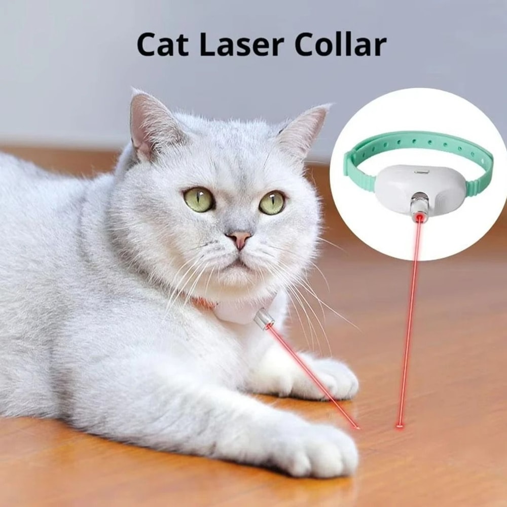 Interactive HandsFree Laser Cat Collar Automatic USB Rechargeable Teaser 4