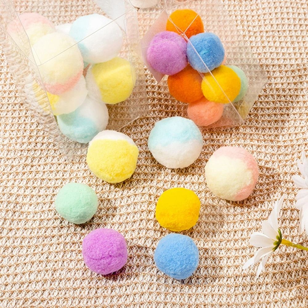 Interactive Soft PomPom Cat Toy Balls 12Piece MultiColor Play Set 1